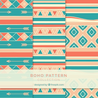 Set of boho patterns with different elements