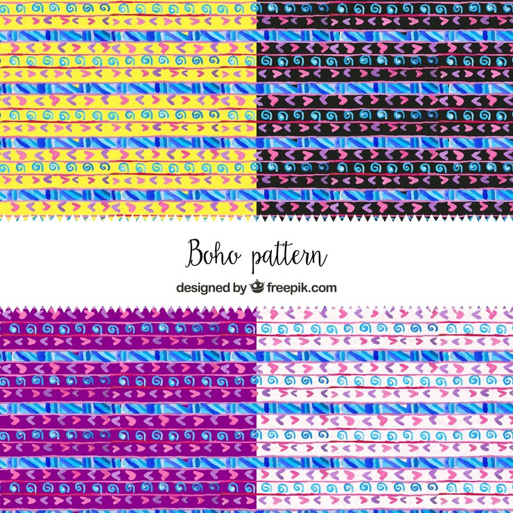 Free Vector set of boho watercolor patterns
