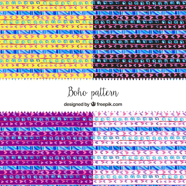 Set of boho watercolor patterns