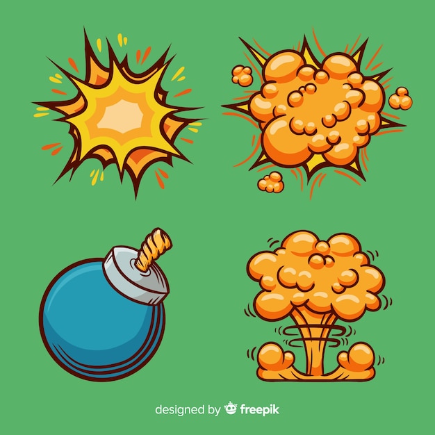 Free vector set of bomb explosion effects