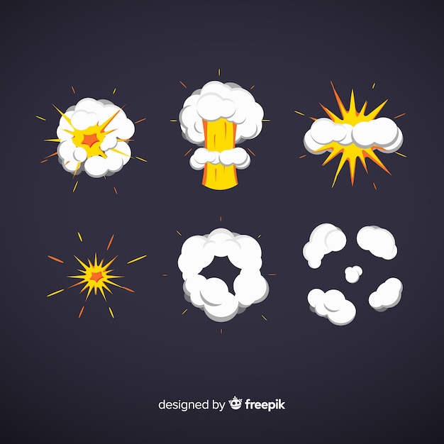 Free vector set of bomb explosion effects