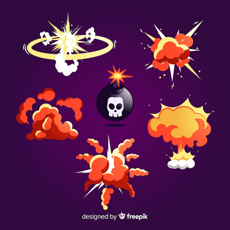 Free Vector set of bomb explosion effects