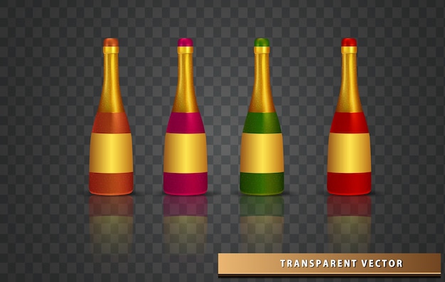 Free vector set of bottles of champagne sparkling wine realistic bottles