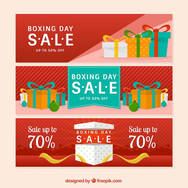 Free vector set of boxing day banners