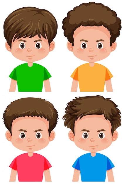 Free vector set of boy different hairstyle