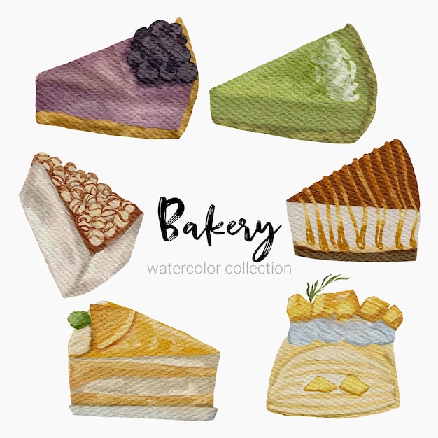 Free vector set of bread and bakery products items for coffee shop elements and bakery showcase