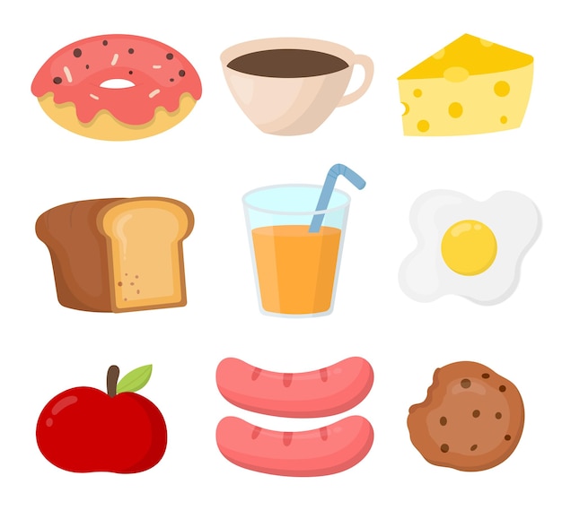 Free vector set of breads and bakery in cartoon style vector