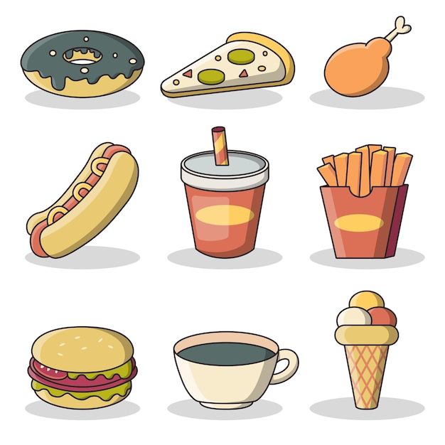 Free vector set of breads and bakery in cartoon style vector