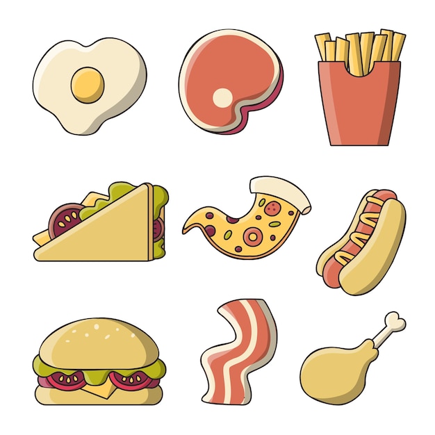 Free vector set of breads and bakery in cartoon style vector