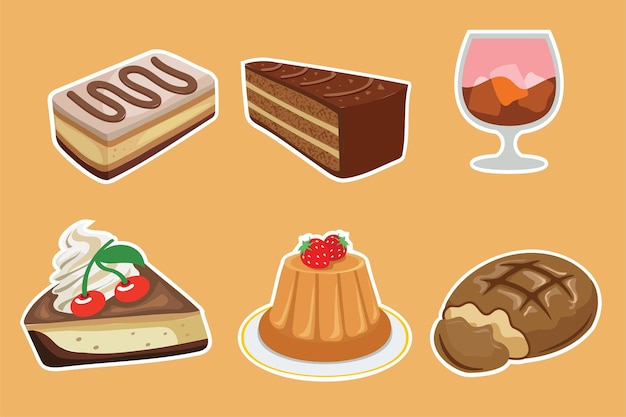 Set of breads and bakery in cartoon style vector