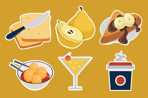 Free vector set of breads and bakery in cartoon style vector