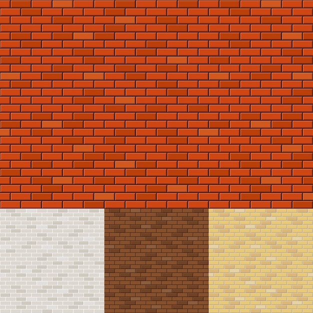 Set of brick wall backgrounds. Texture surface, block rough, brickwork and stone.