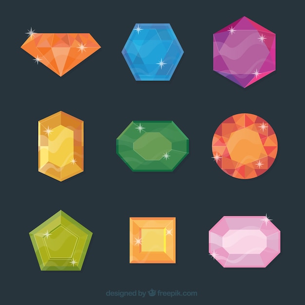 Set of bright colored gemstones