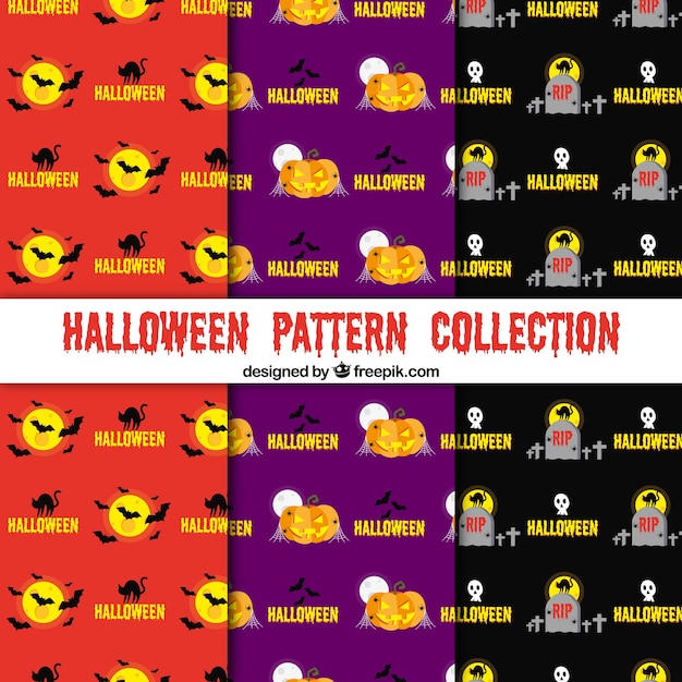 Free vector set of bright halloween patterns