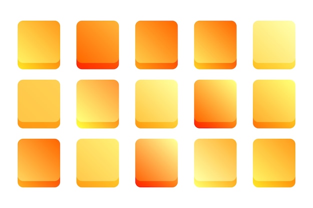 Set of bright orange colors gradient