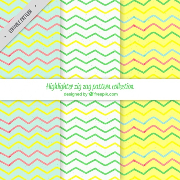 Free vector set of bright zig-zag patterns