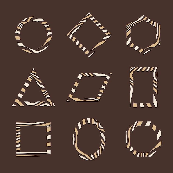 Free Vector set of brown abstract badge template vectors