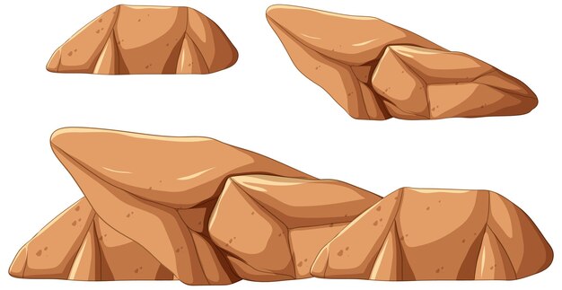 Set of brown rocks in different shapes