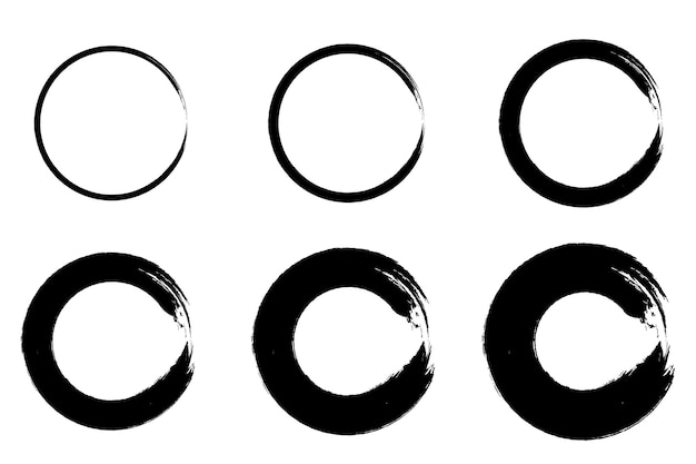 Free vector set of brush circles thick and thin