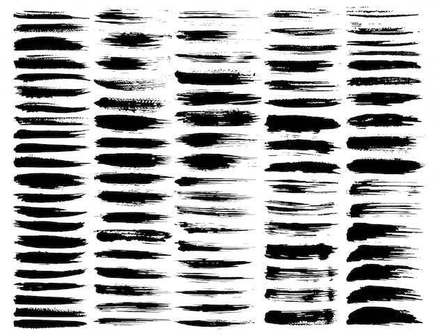 Set of brush strokes, black ink grunge brush strokes. vector illustration.