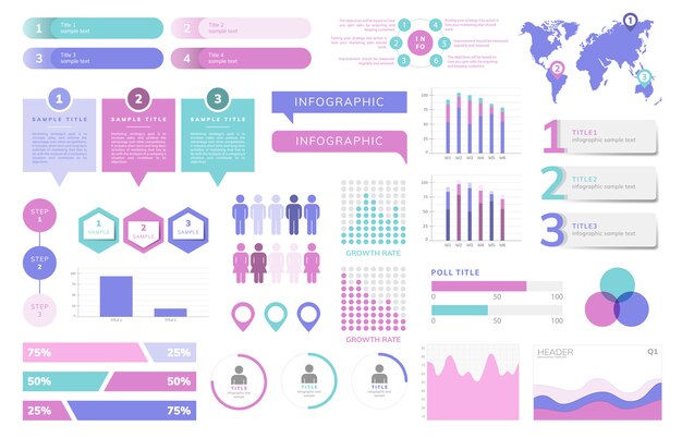 set of business infograph vectors