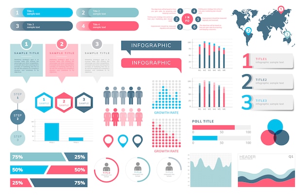 免费矢量组业务infograph向量