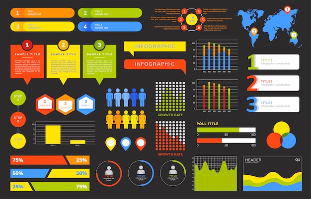 Free vector set of business infograph vectors