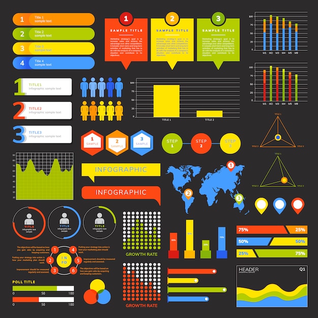 Free vector set of business infograph vectors