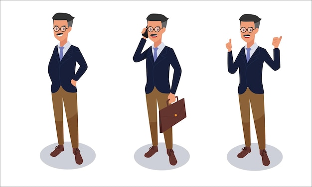 Set di illustrazione del carattere dell'uomo d'affari