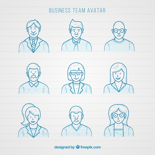 Set of businessmen avatars sketches