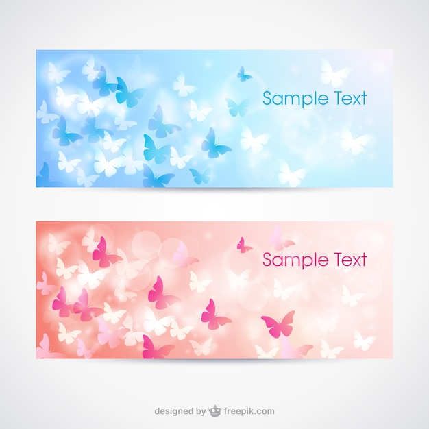 Free vector set of butterflies banners