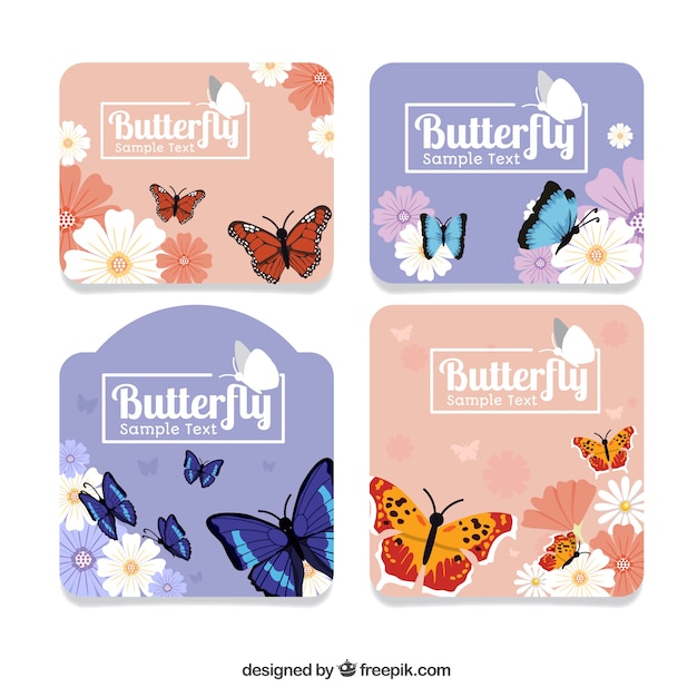 Free vector set of butterfly decorative stickers