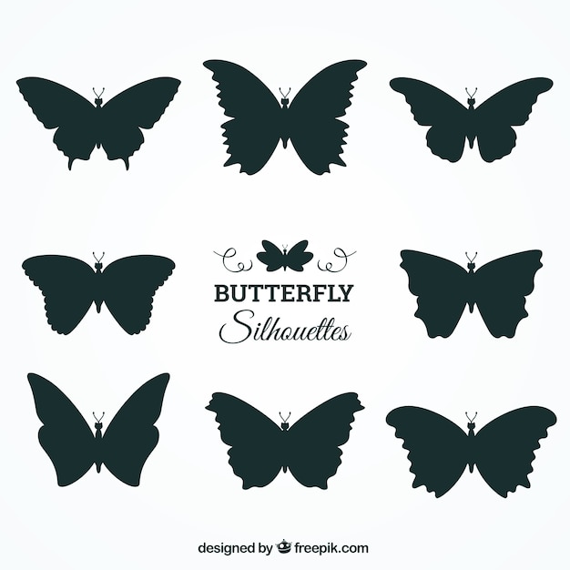 Free Vector set of butterfly silhouettes with variety of designs