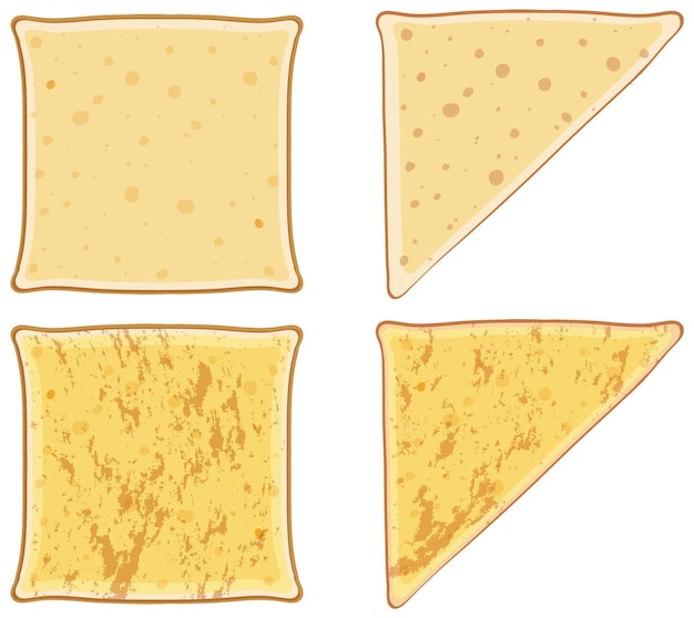 Free vector set of buttery toast