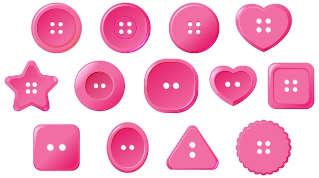 Set of button in different shapes