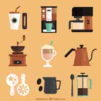 Free vector set of cafe elements in flat design