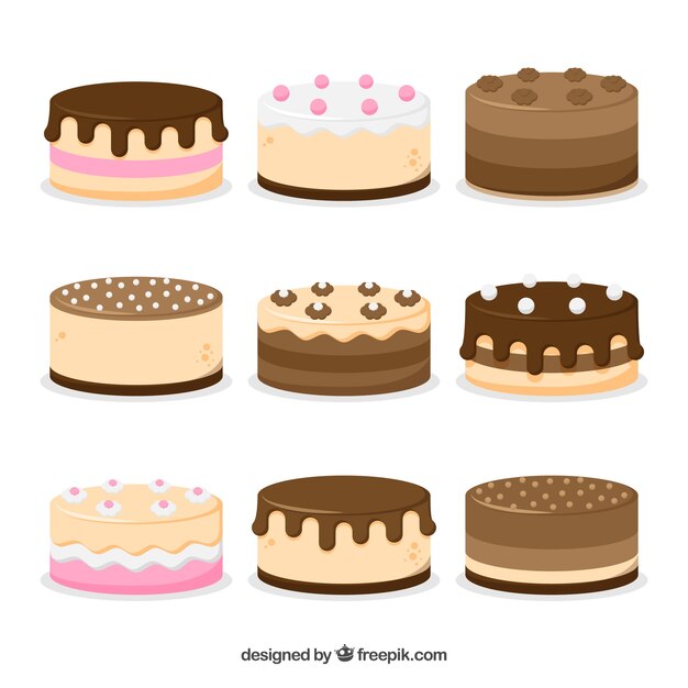 Set of cakes in 2d style