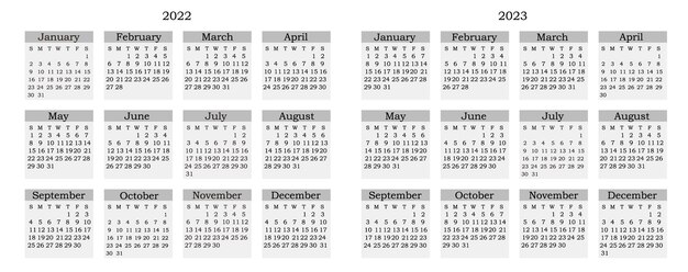 Set of calendar 2022 2023