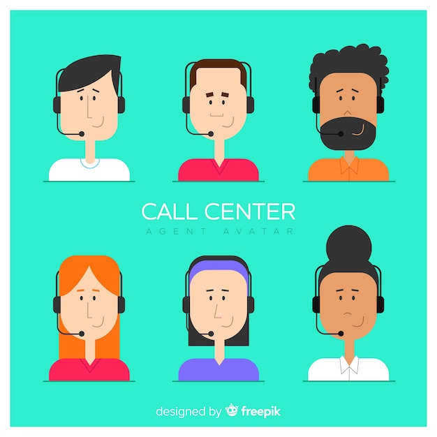 Vettore gratuito set di avatar di call center