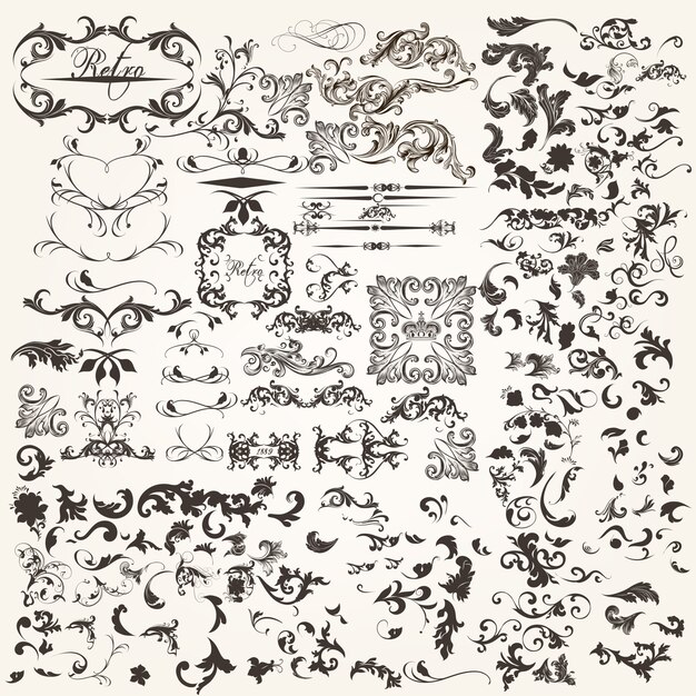 Set of calligraphic elements 