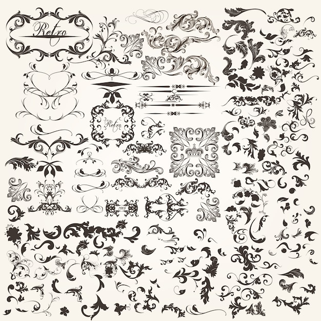 Set of calligraphic elements 