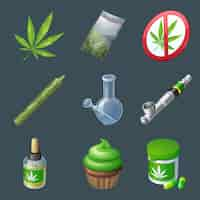 Free vector set of cannabis production and equipment icons