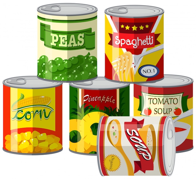 Free vector set of canned foods