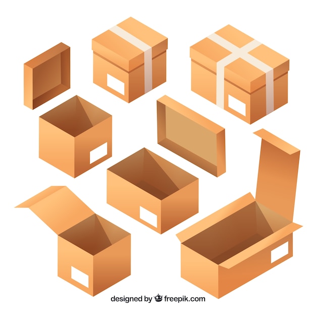 Free vector set of cardboard boxes to shipping