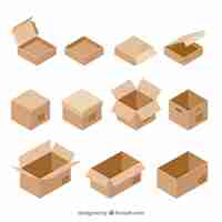 Free vector set of cardboard boxes to shipping