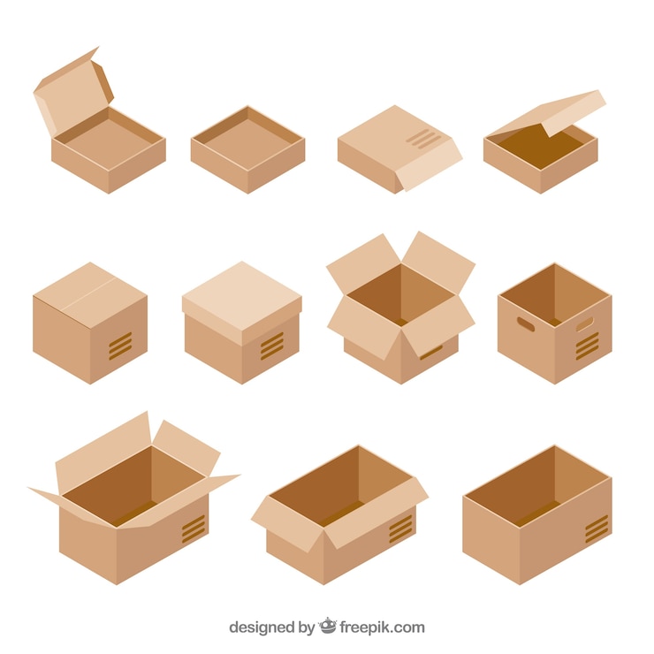 Free Vector set of cardboard boxes to shipping