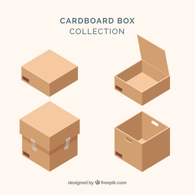 Free vector set of cardboard boxes to shipping