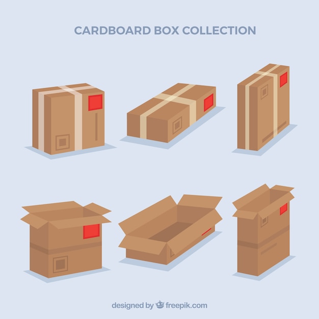 Free vector set of cardboard boxes to shipping