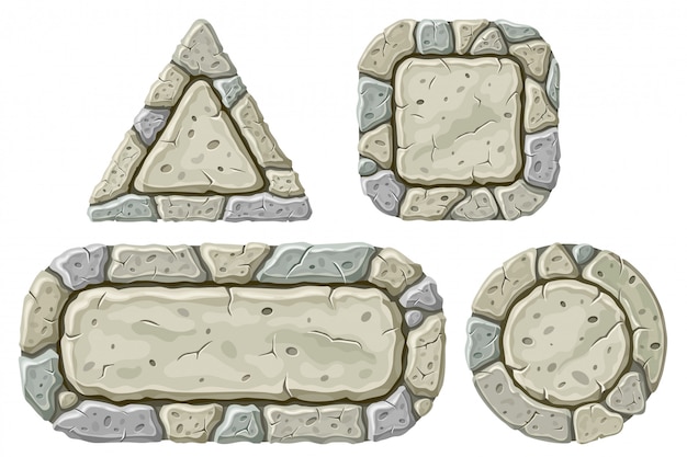 Set of cartoon stone boards