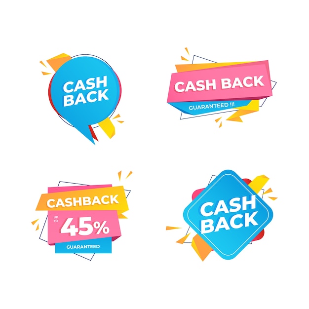 Vettore gratuito set di etichette cashback